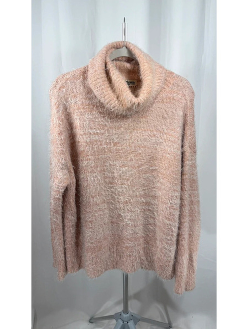 Show Me Your Mumu Fatima Fuzzy Pink Turtleneck Sweater XS Cowl Neck